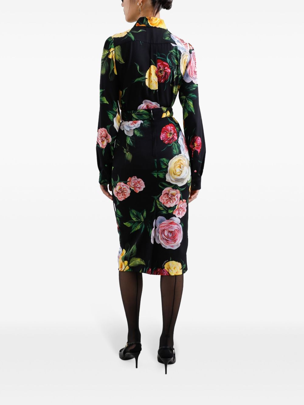 Printed silk midi skirt
