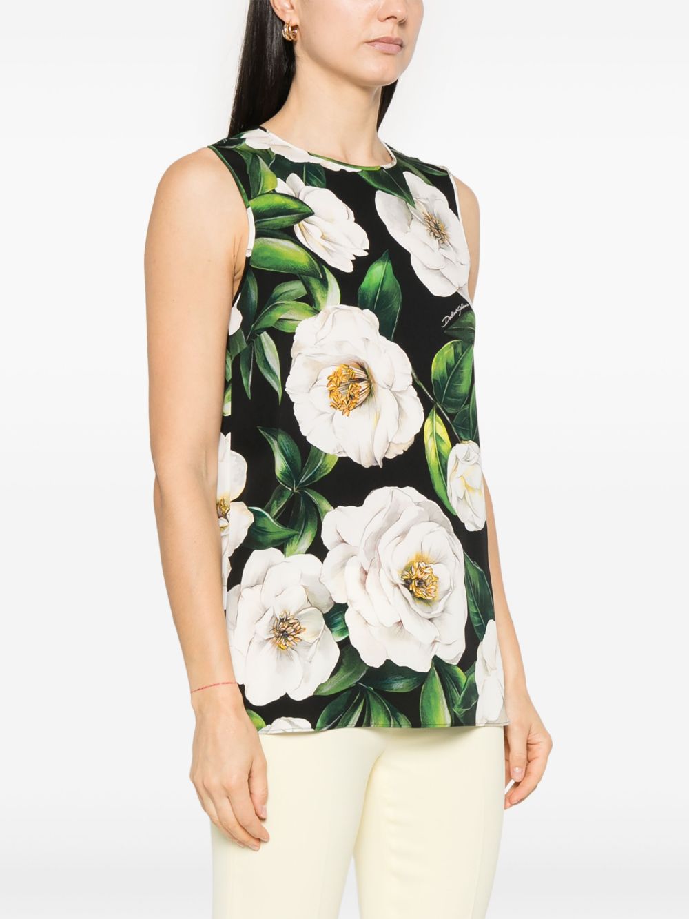Printed silk top