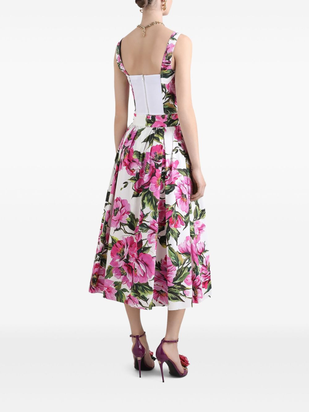Printed cotton bustier top