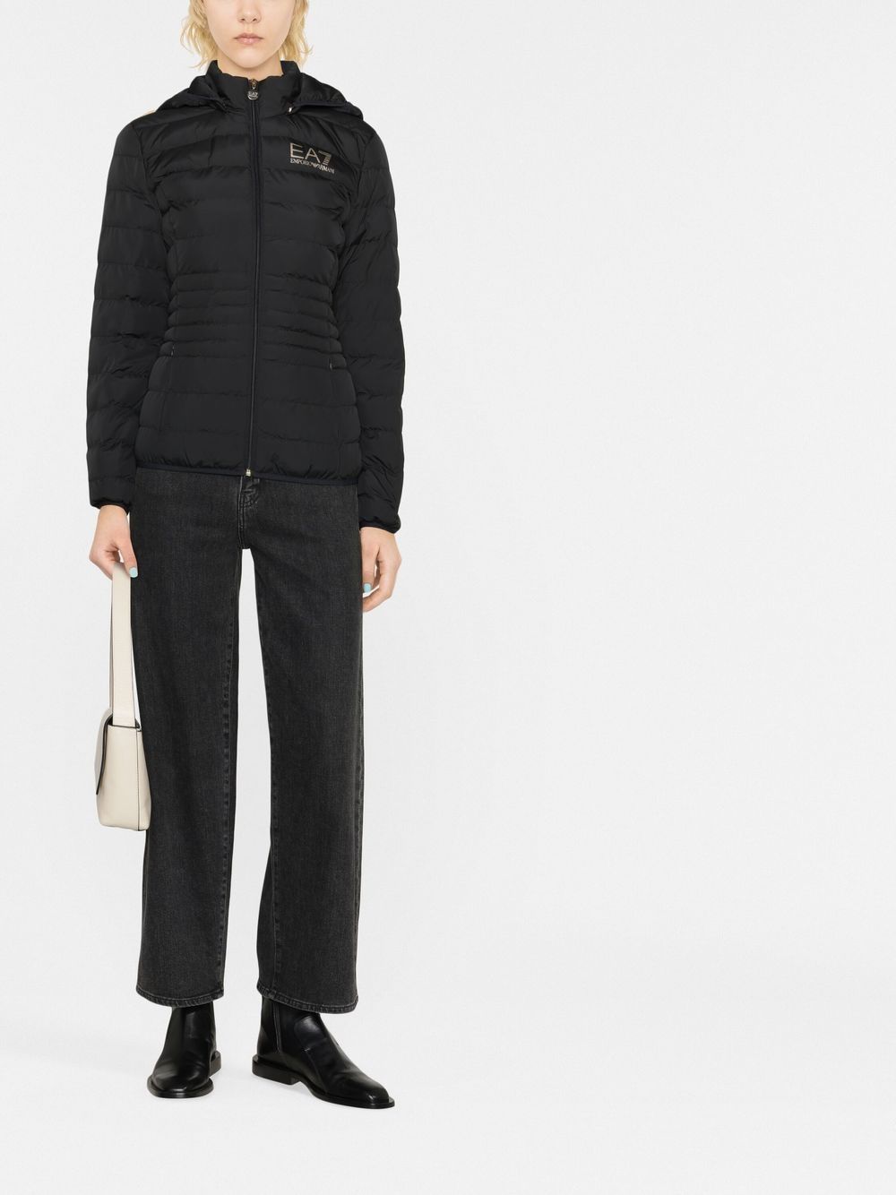 Logo short down jacket
