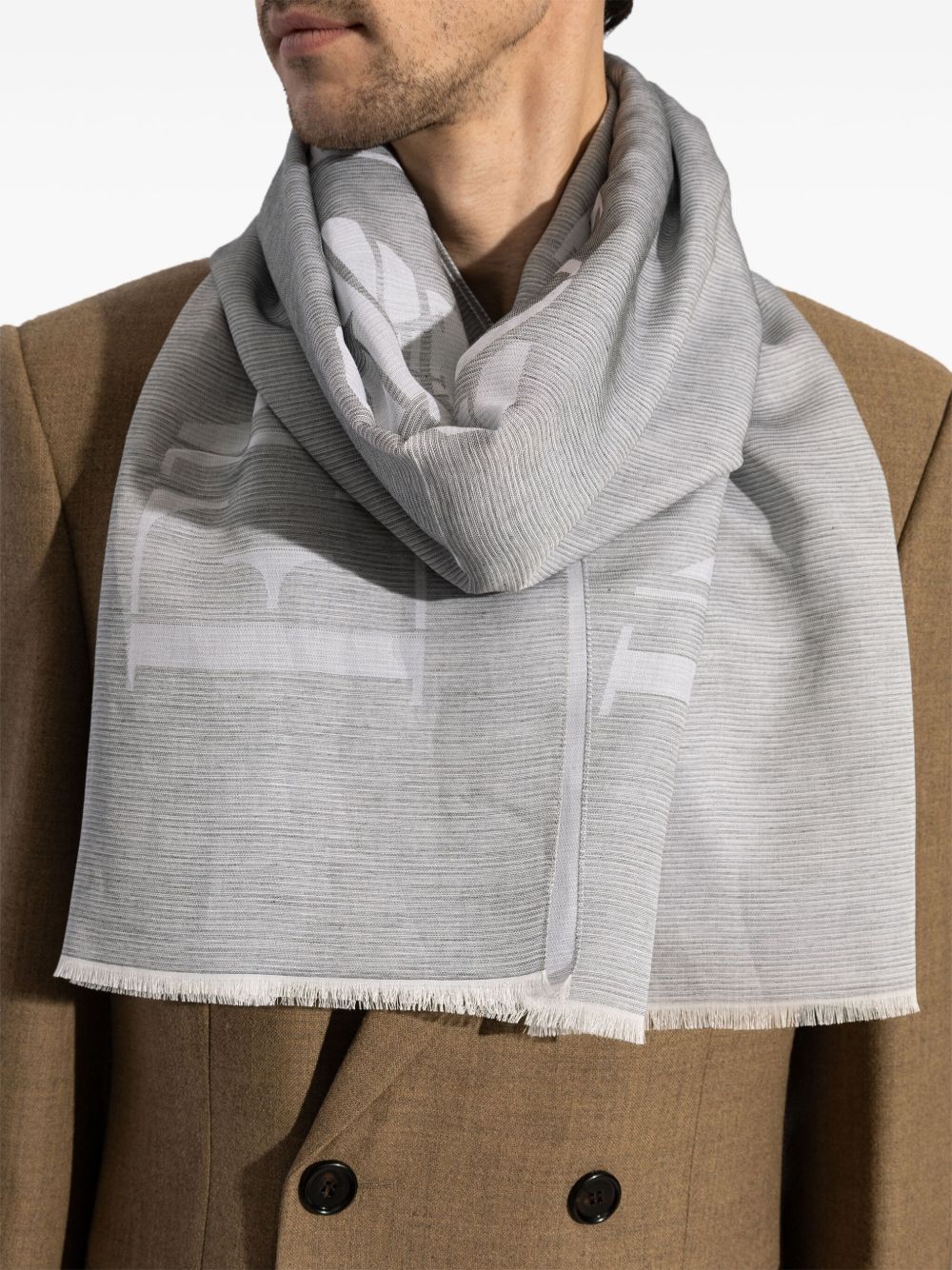 Logo cotton blend scarf