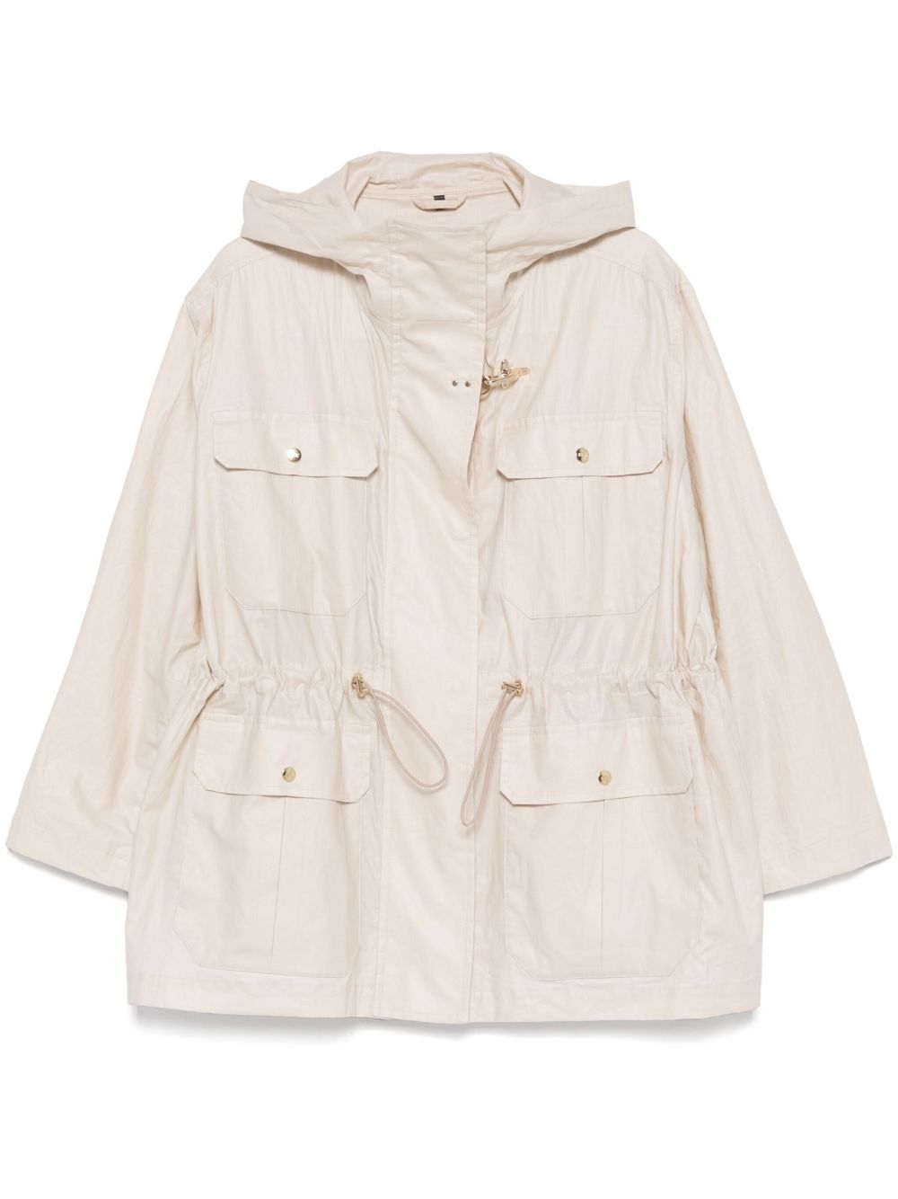 Linen and cotton blend parka coat