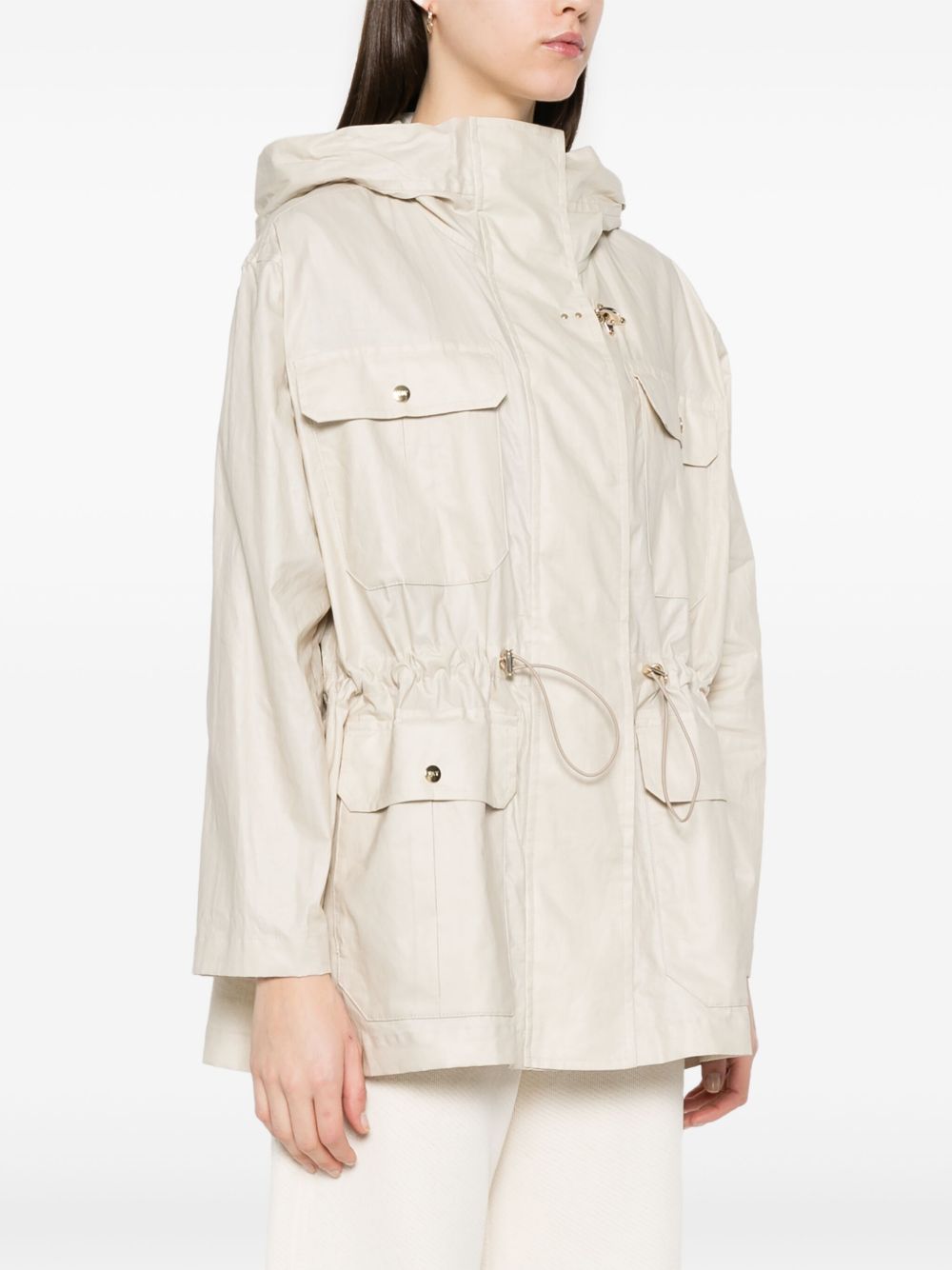Linen and cotton blend parka coat