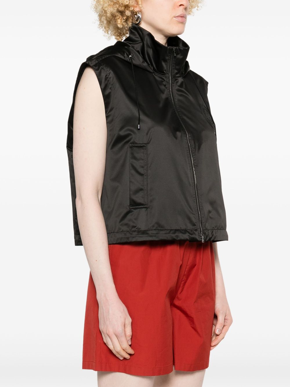 Hooded zipped vest