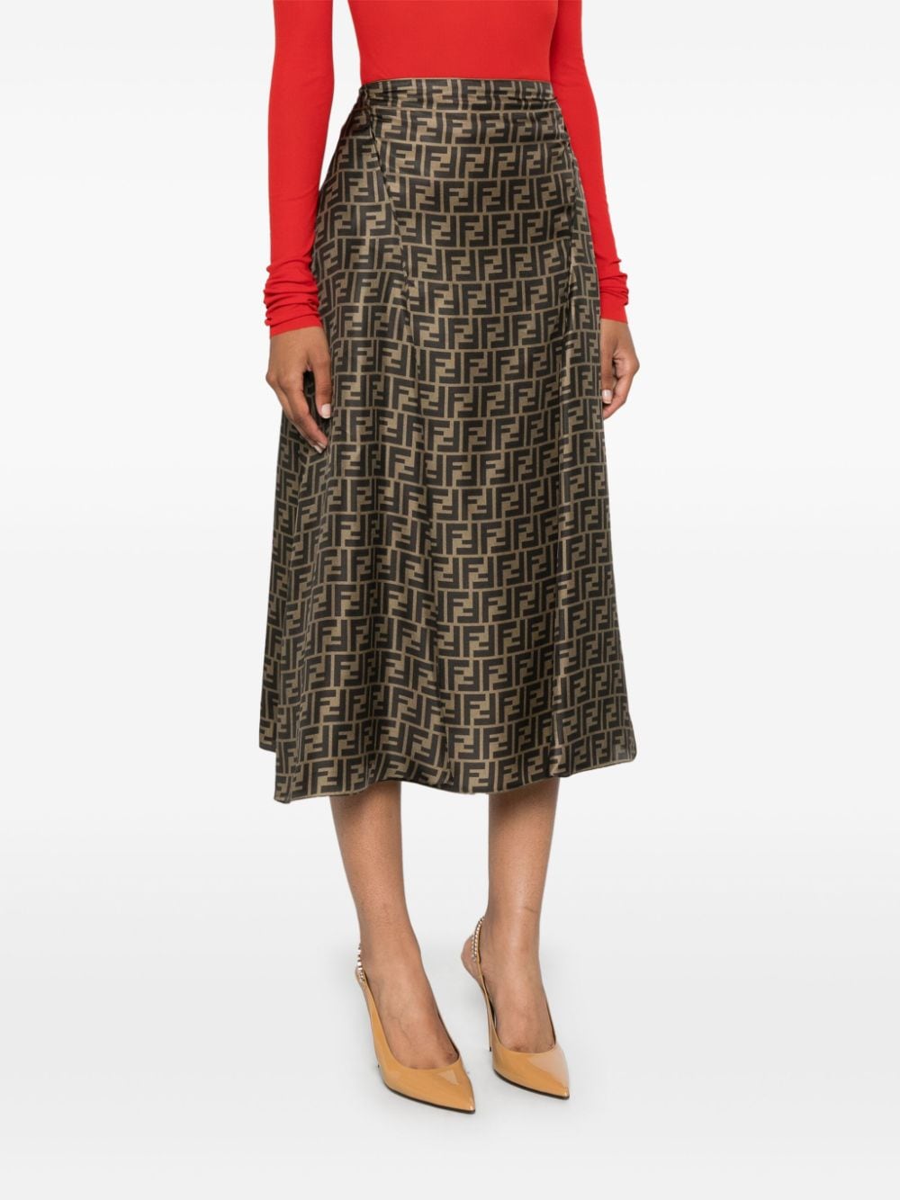 Ff silk midi skirt