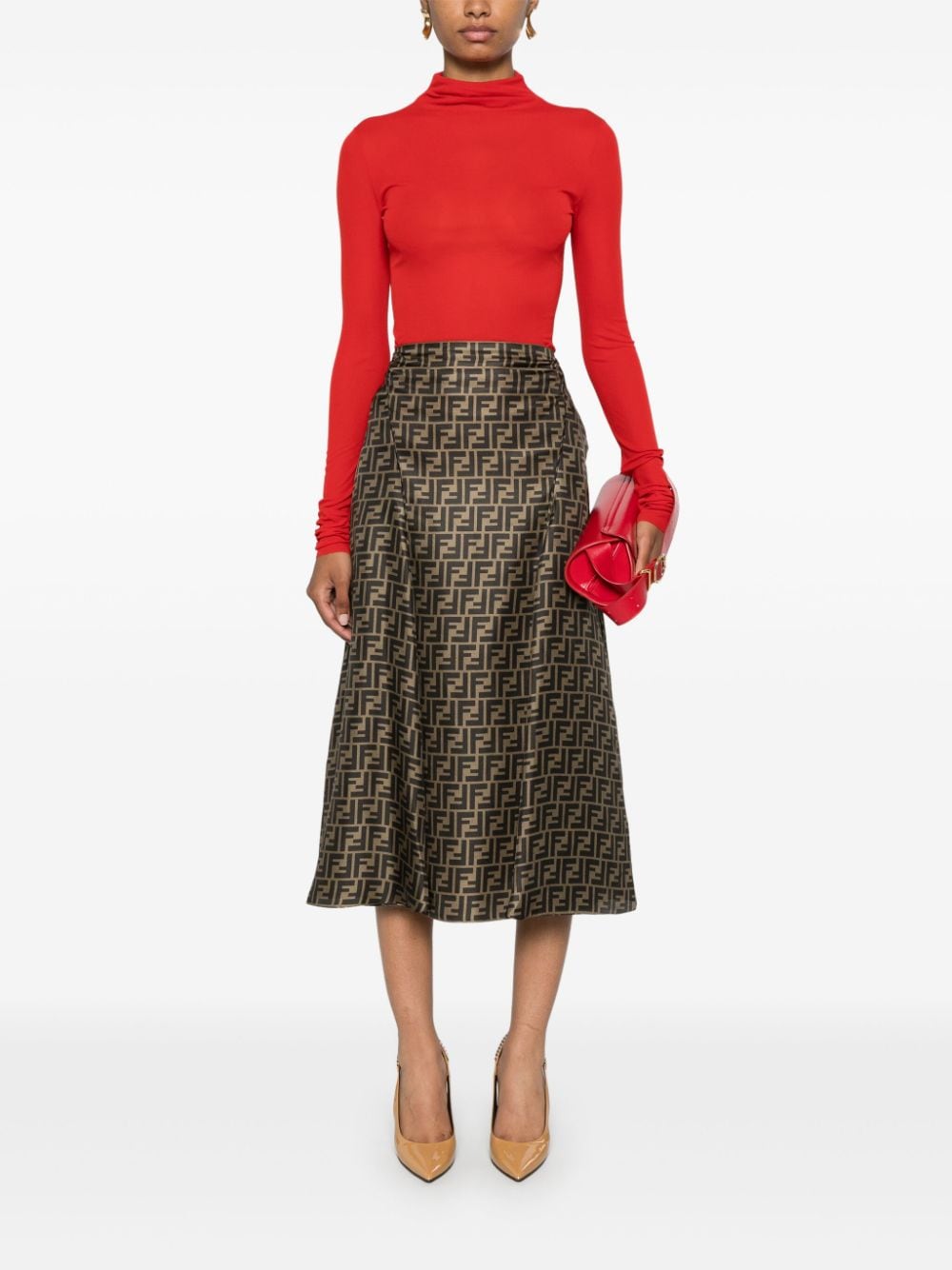 Ff silk midi skirt