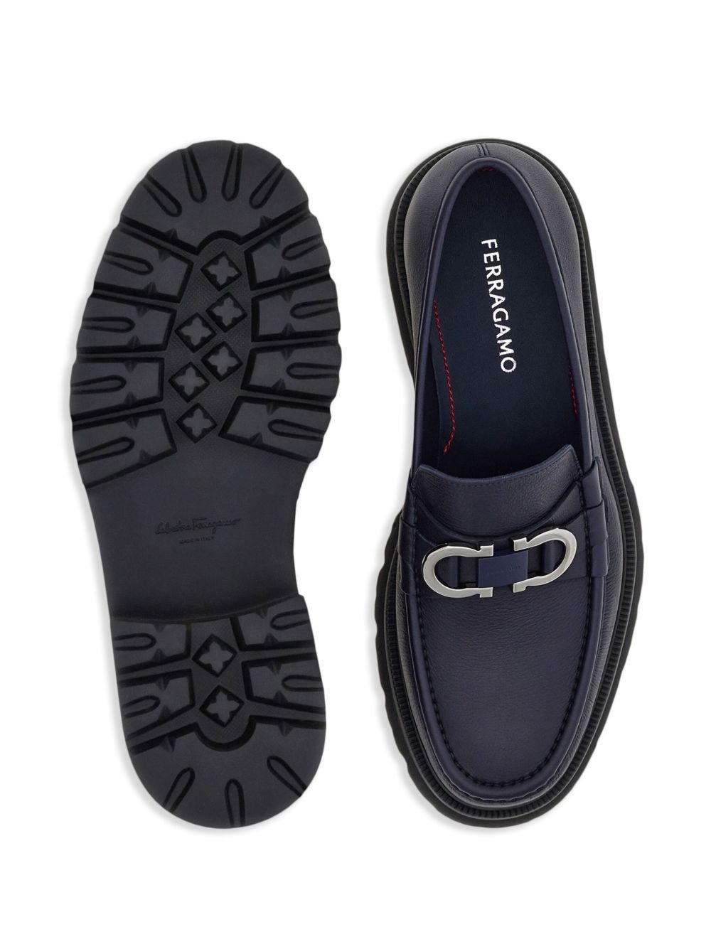 Gancini leather loafers