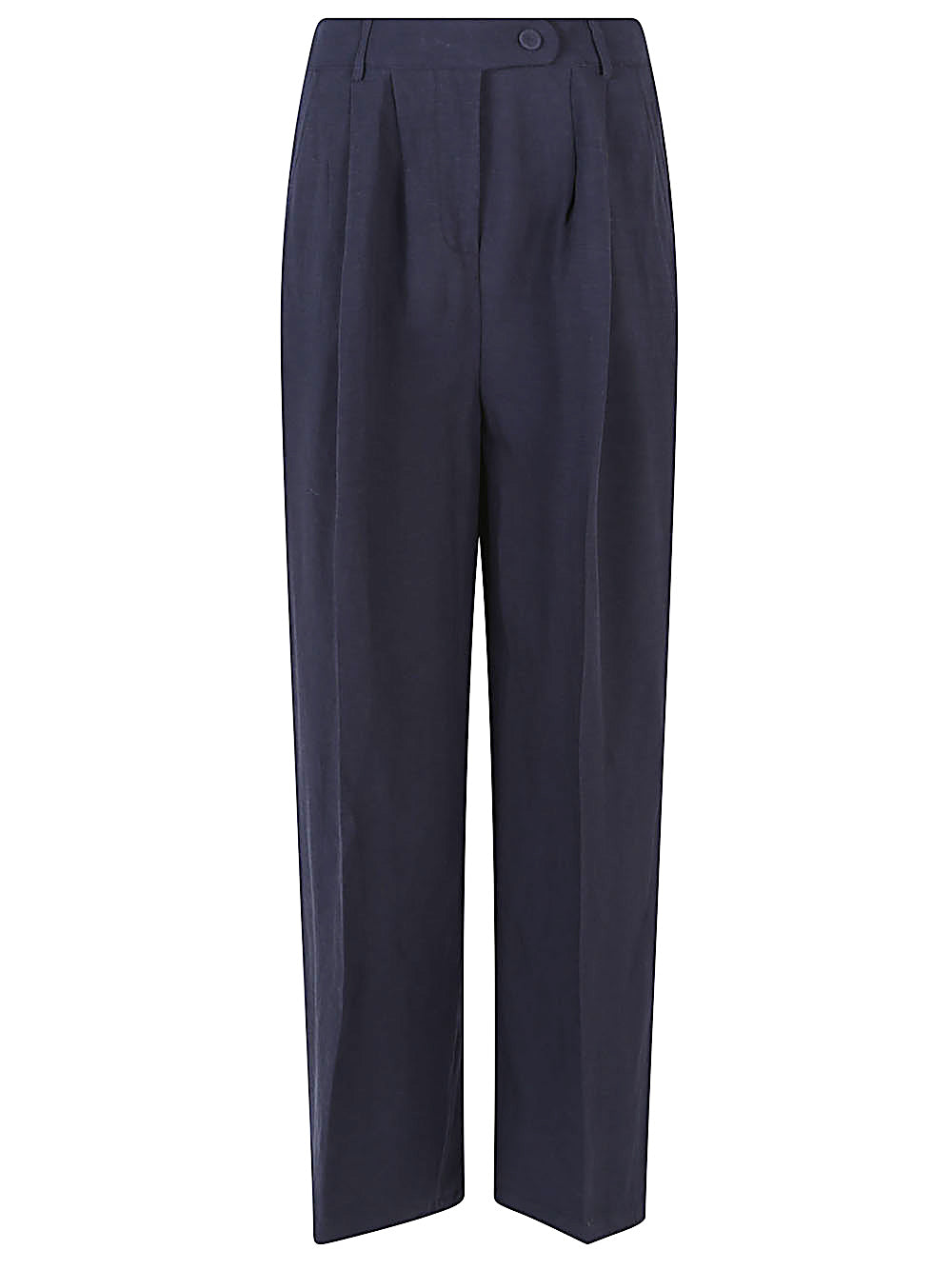 Linen blend wide-leg trousers