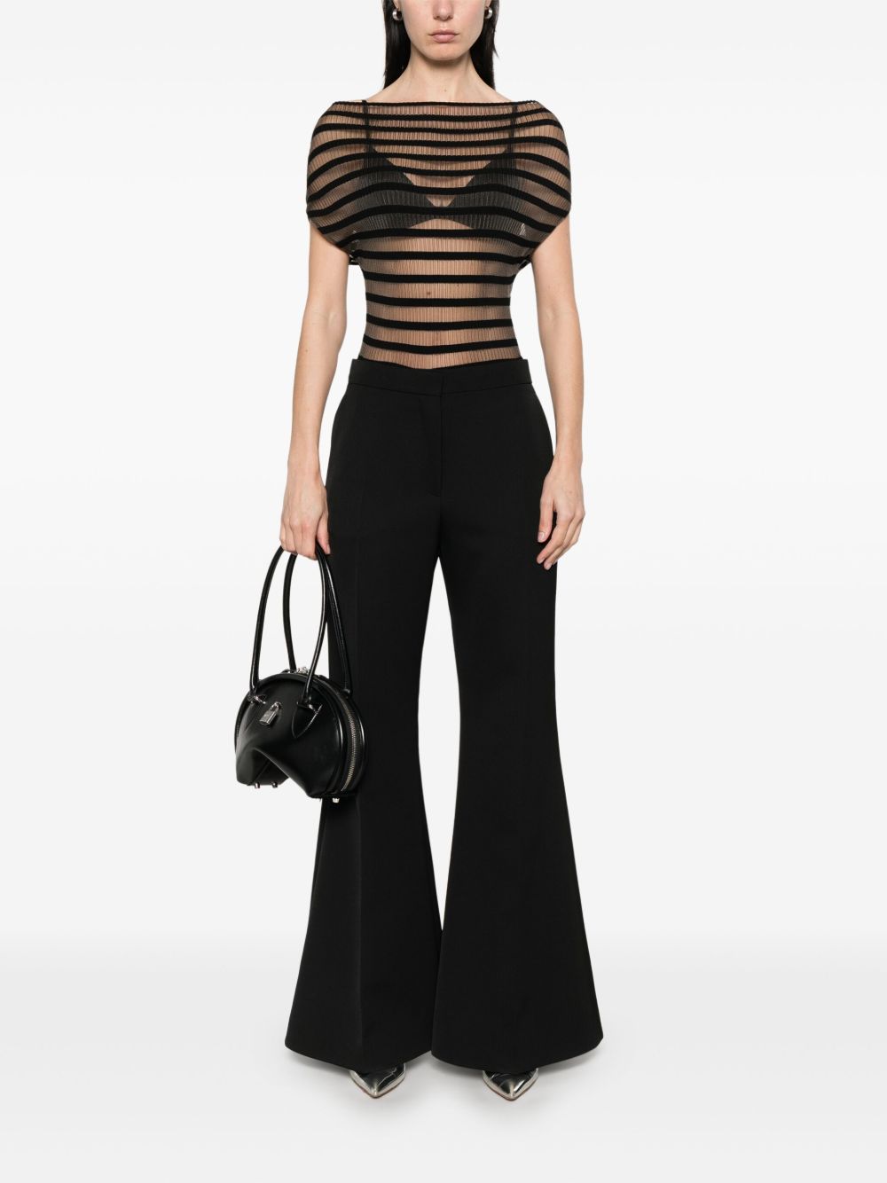 Wool flared trousers