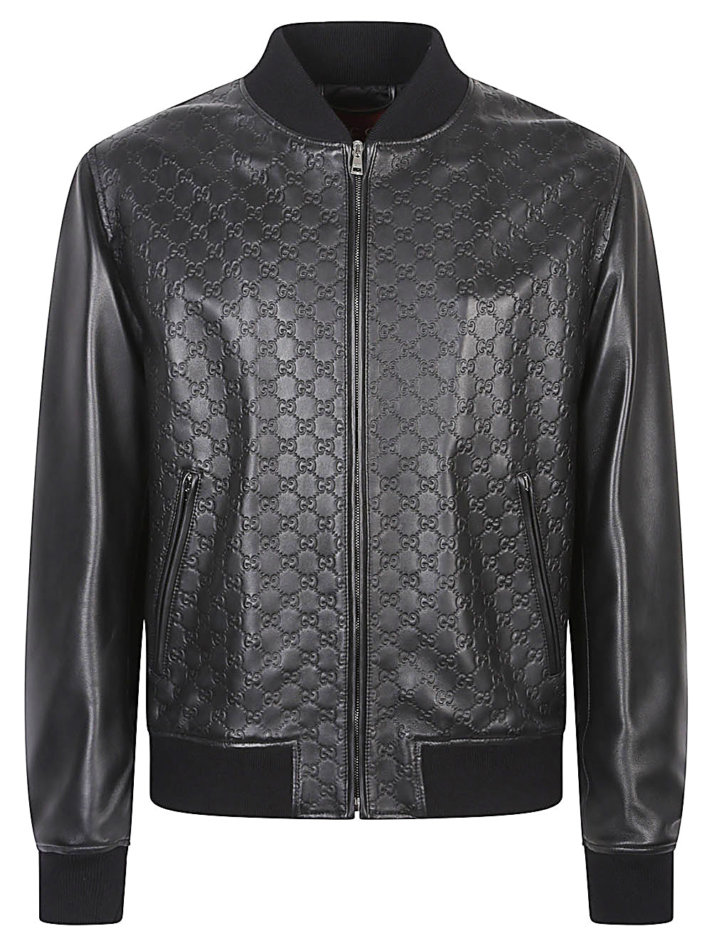 Gg leather bomber jacket