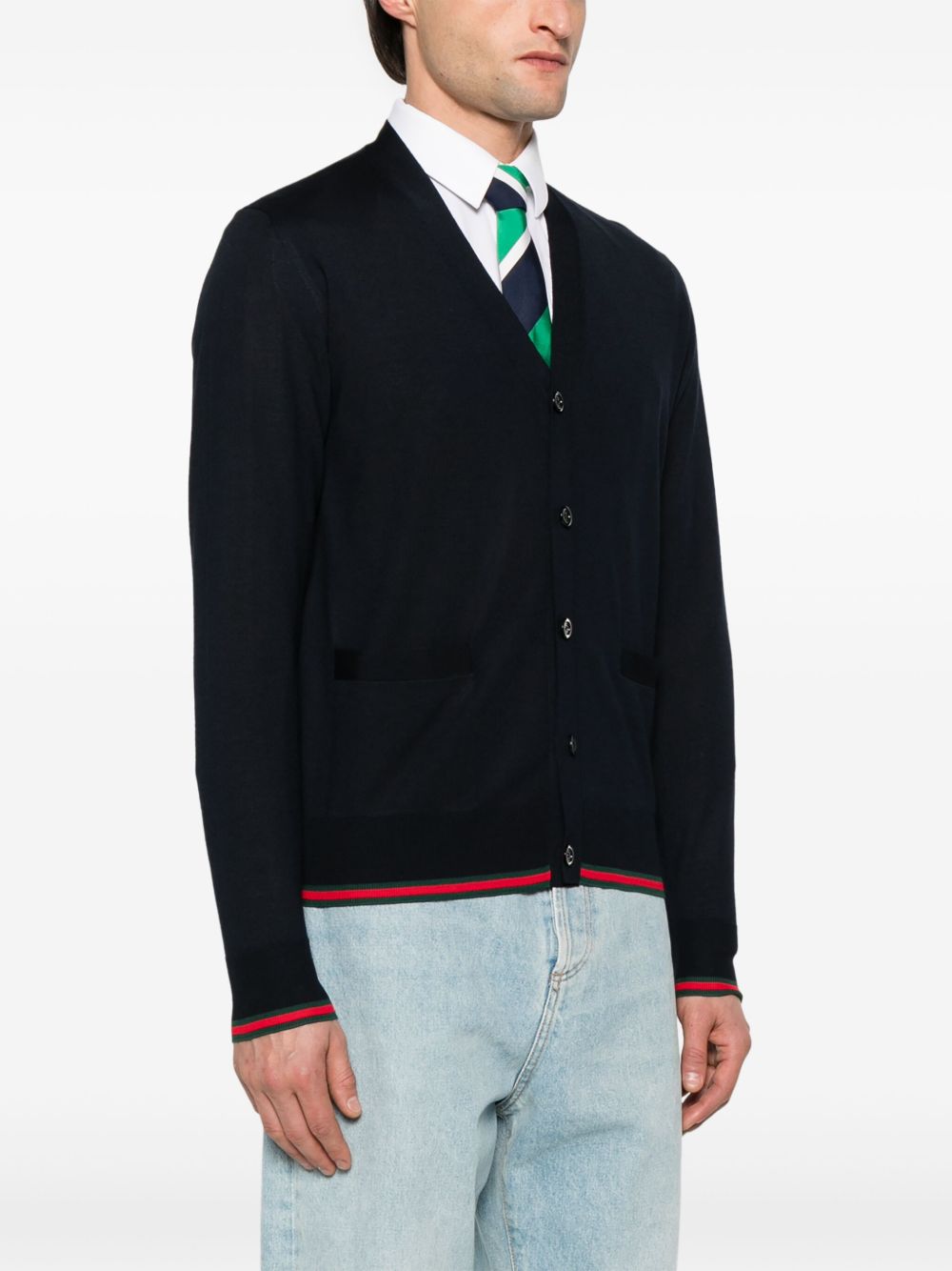 Web detail wool cardigan