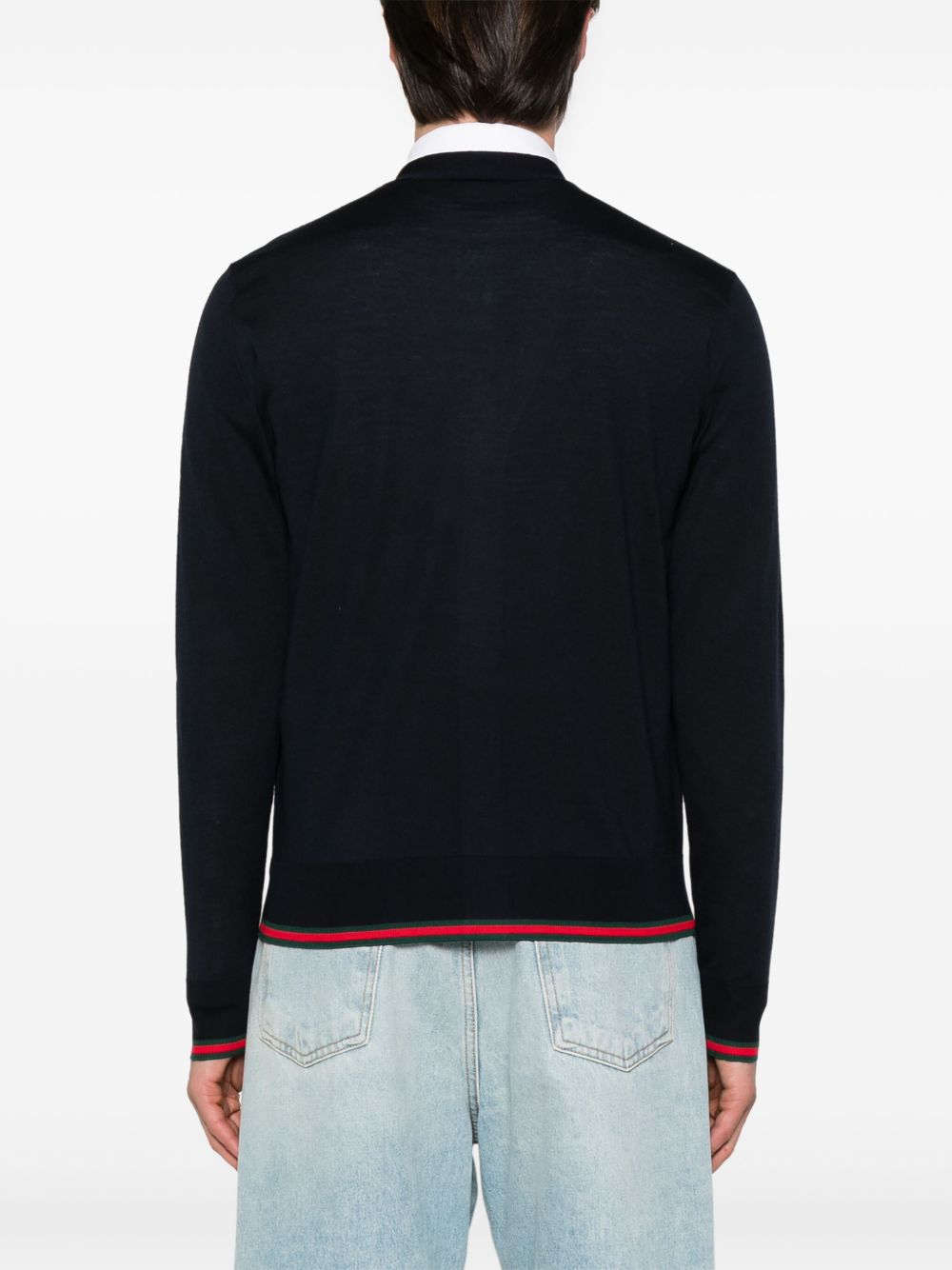Web detail wool cardigan