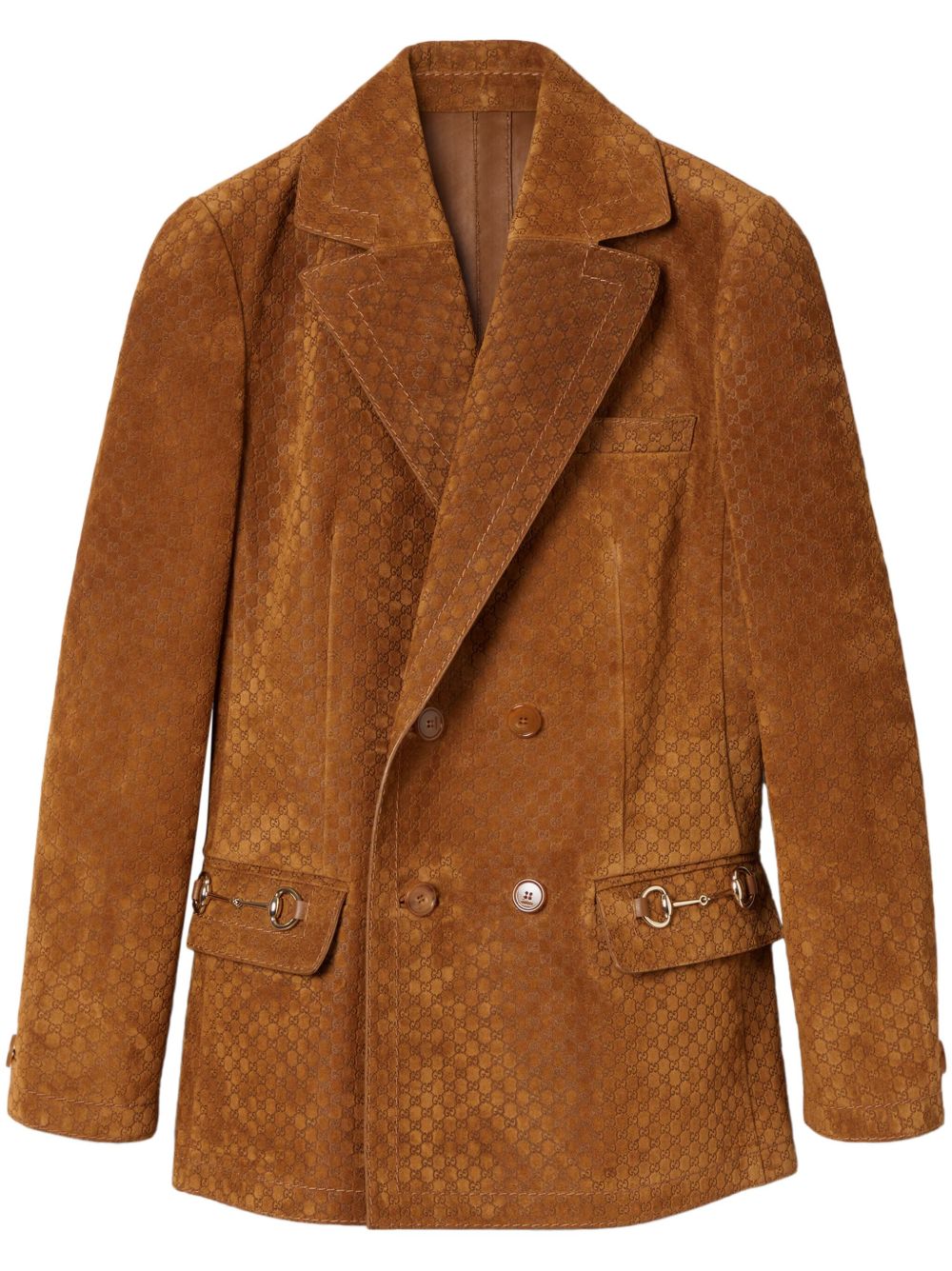 Suede leather double-breasted jacket