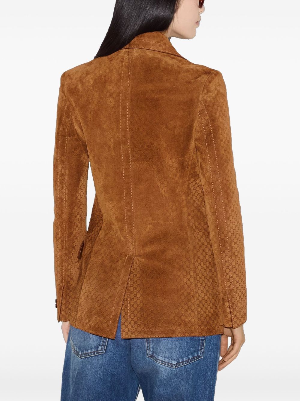 Suede leather double-breasted jacket