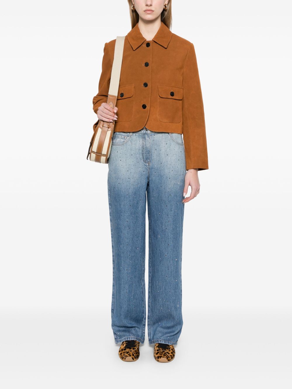 Wide-leg denim jeans