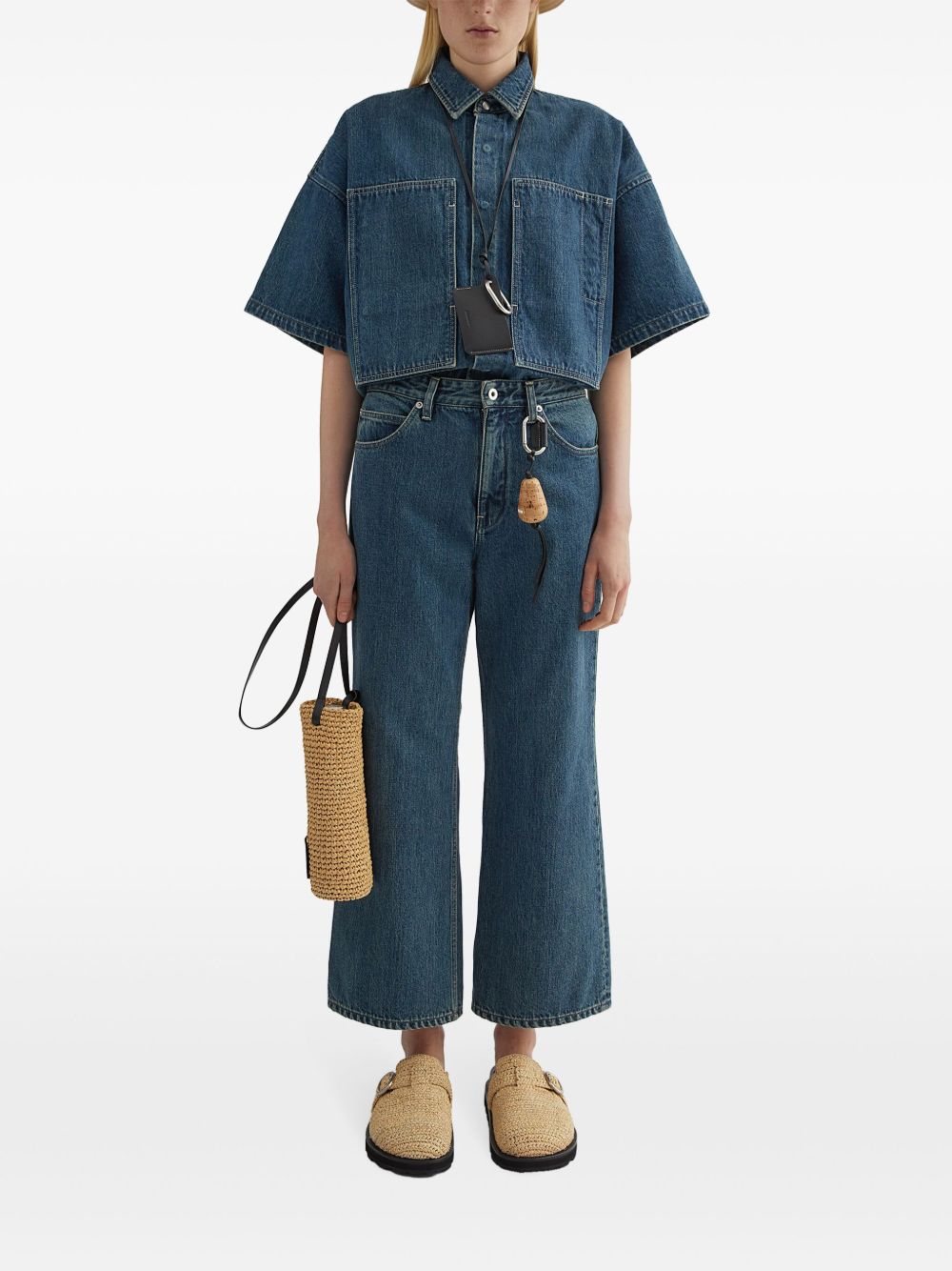 Denim wide-leg jeans
