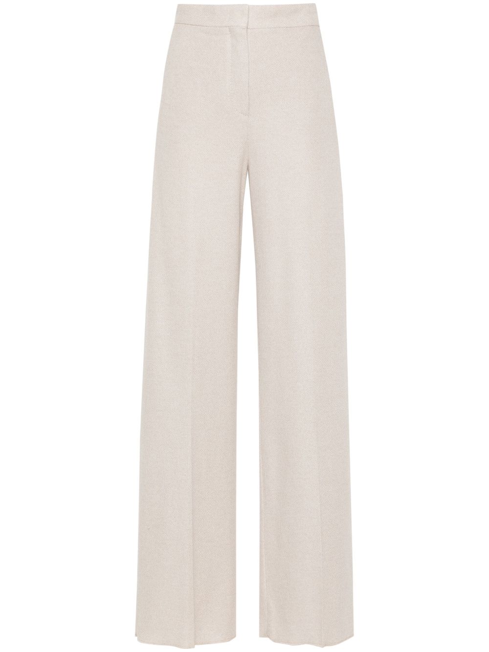 Linen blend wide-leg trousers