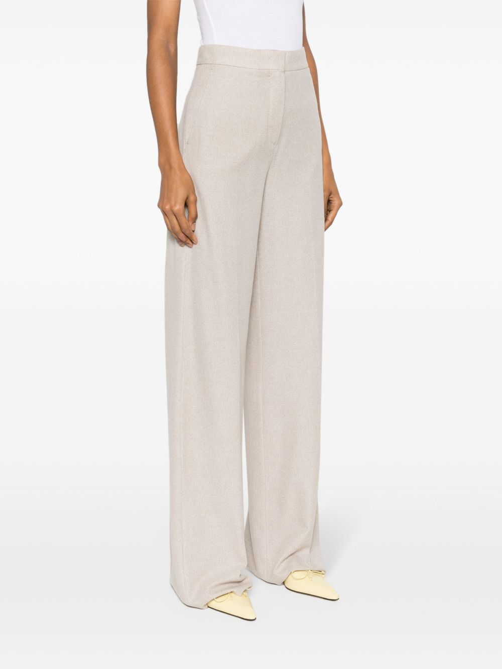 Linen blend wide-leg trousers