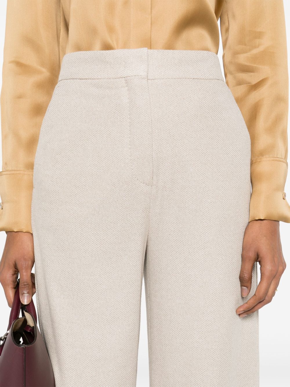 Linen blend wide-leg trousers