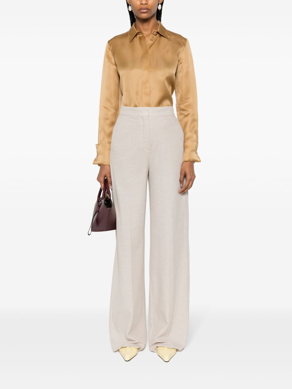 Linen blend wide-leg trousers