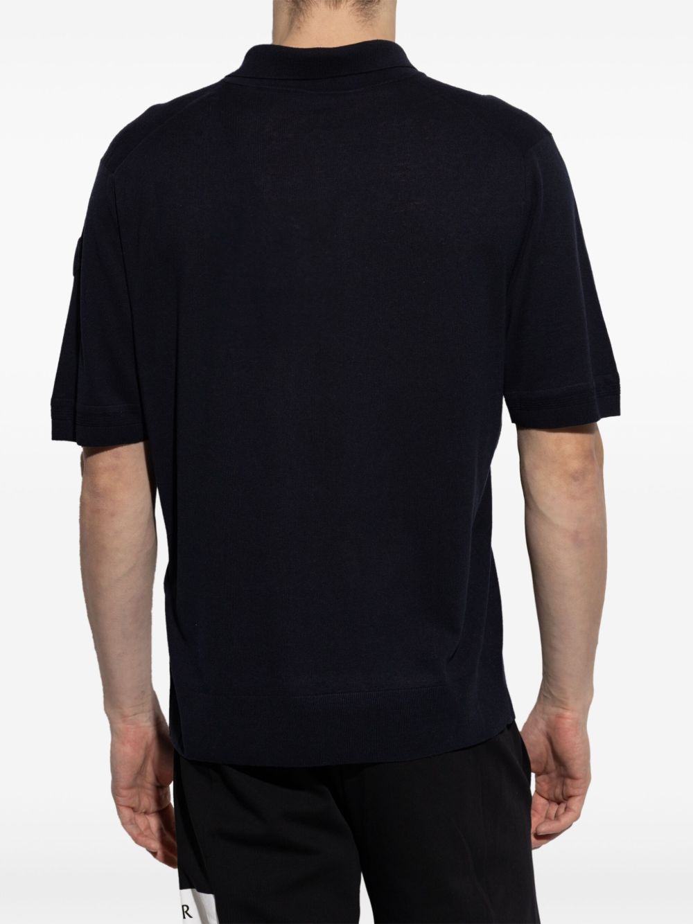 Logo linen and silk polo shirt