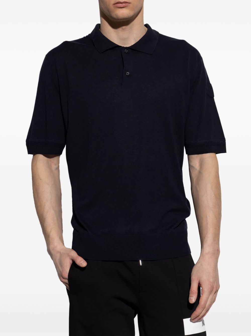 Logo linen and silk polo shirt
