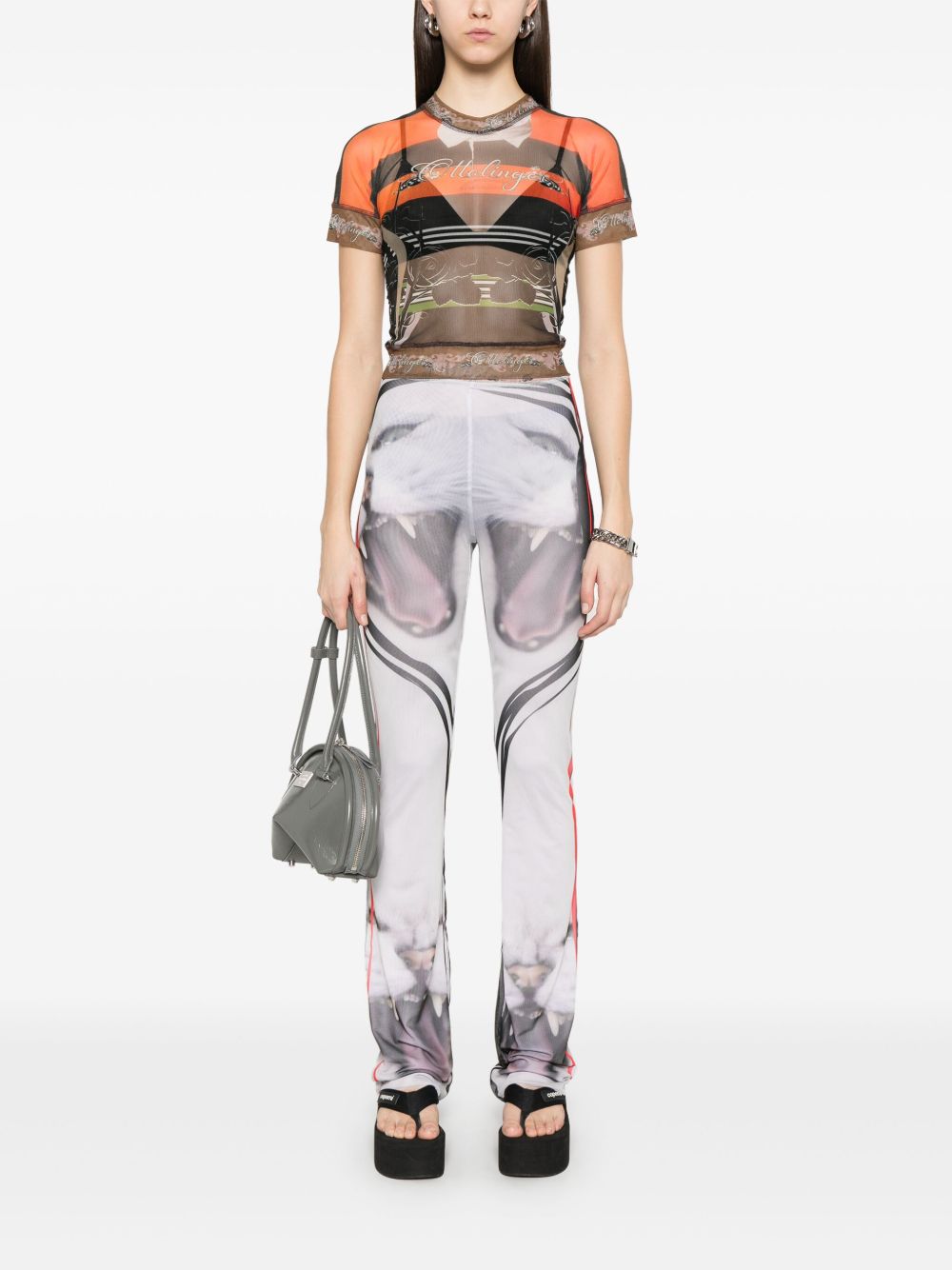 Mesh printed trousers