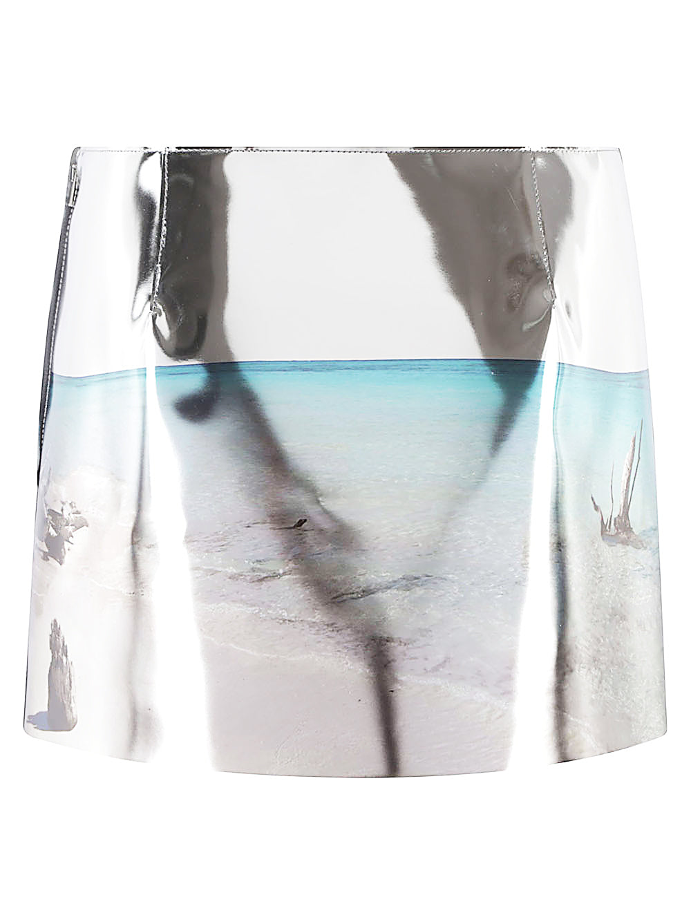 Printed leather mini skirt
