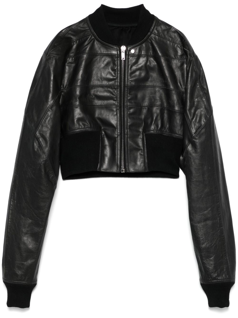 Leather bomber jacket
