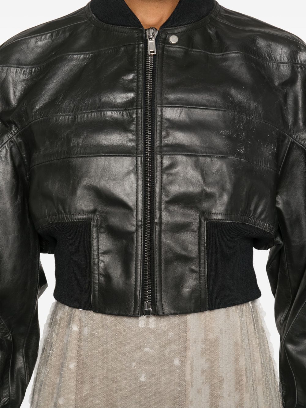 Leather bomber jacket