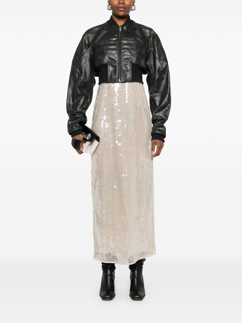Leather bomber jacket