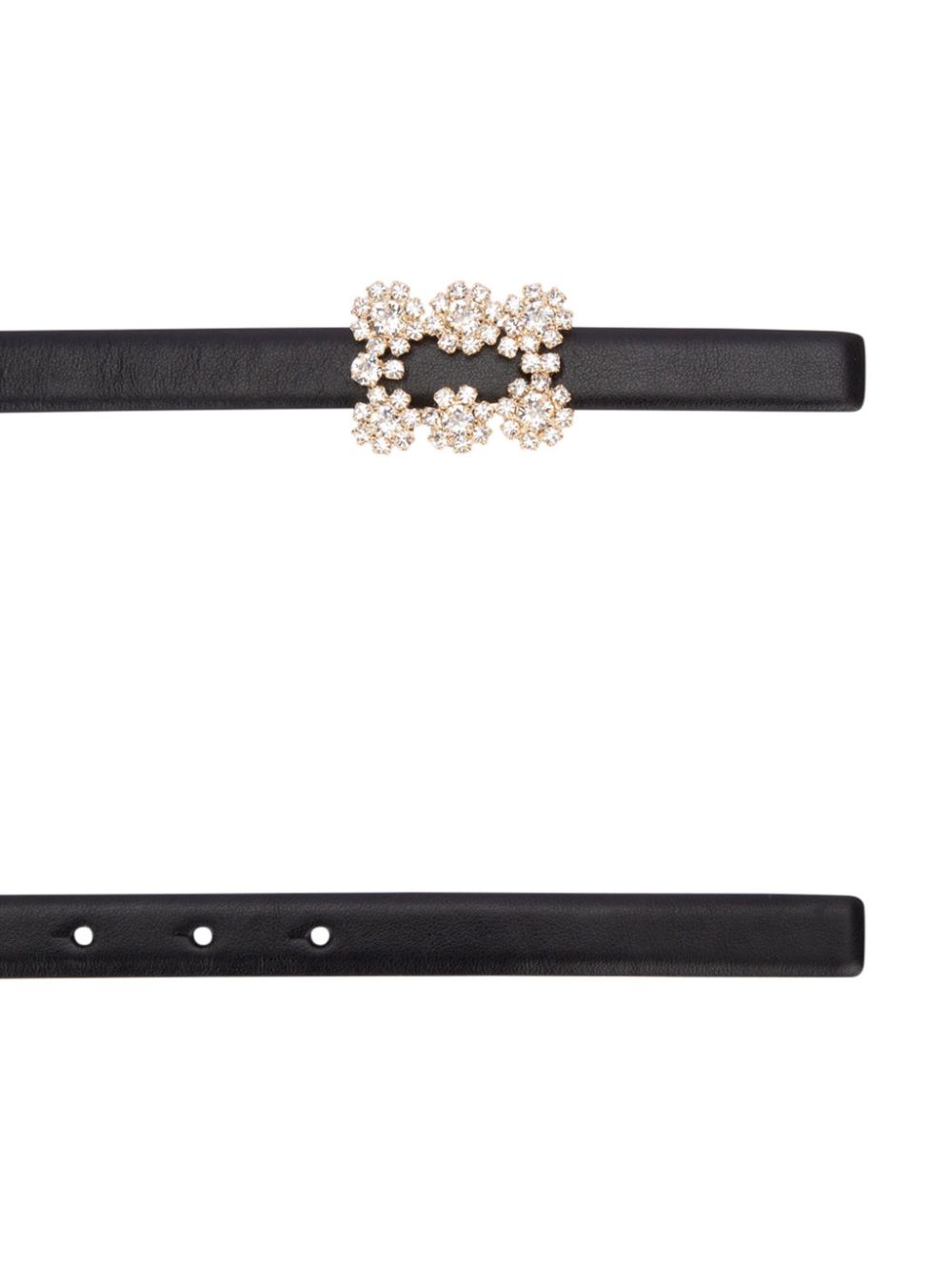 Flower strass buckle leather belt