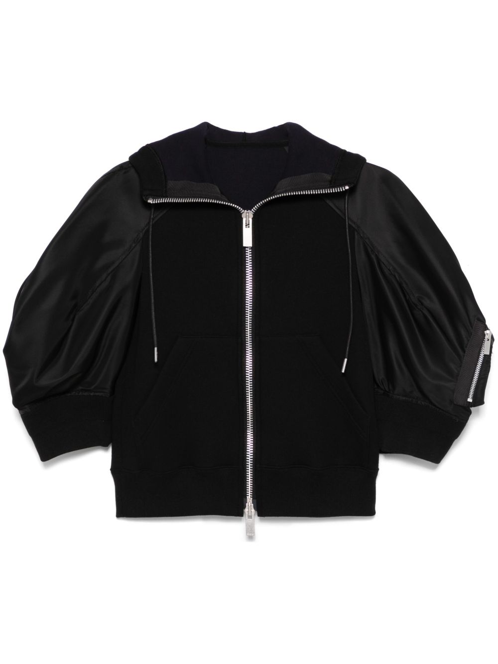 Cotton and nylon zipped hoodie