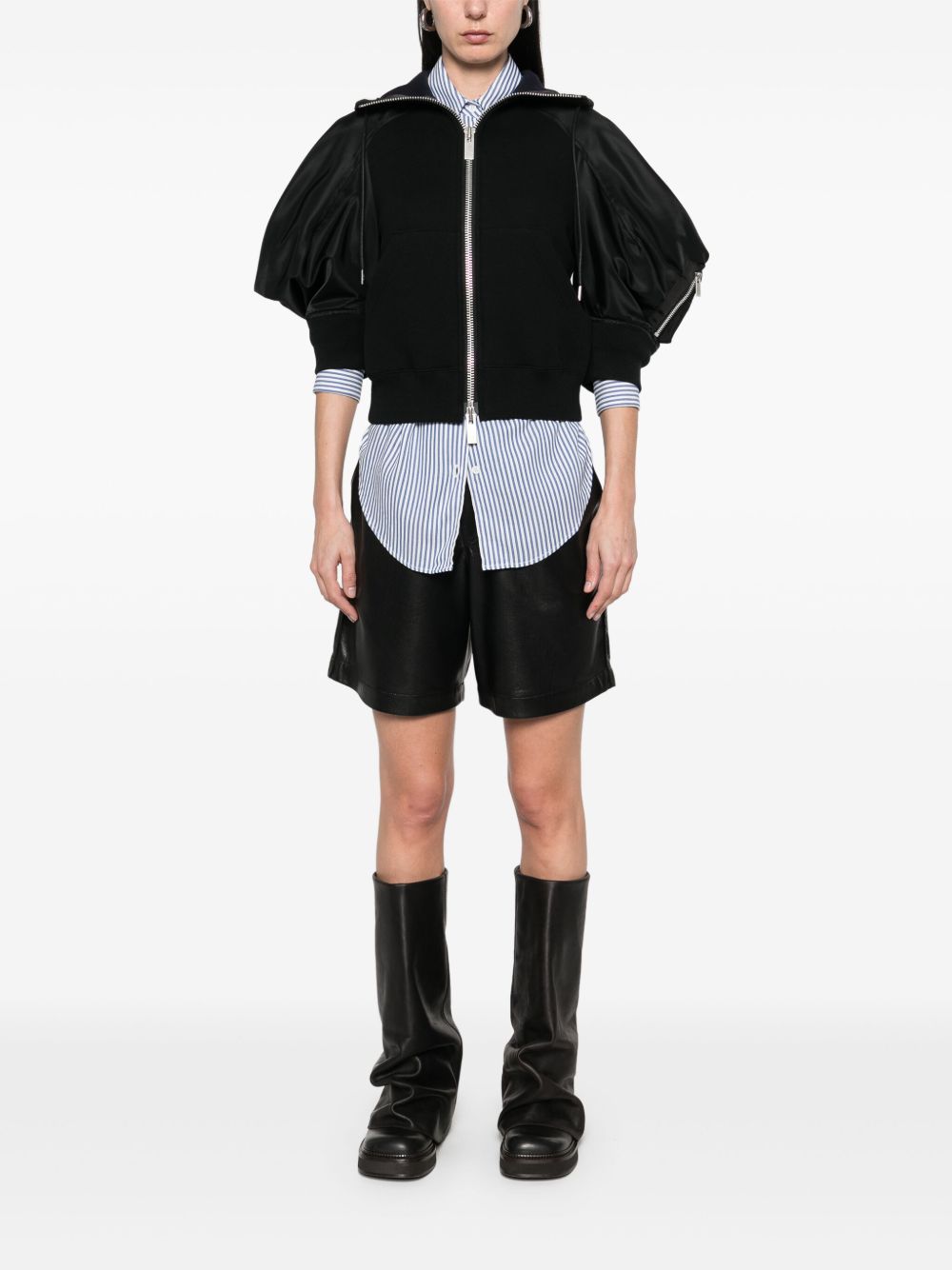 Cotton and nylon zipped hoodie