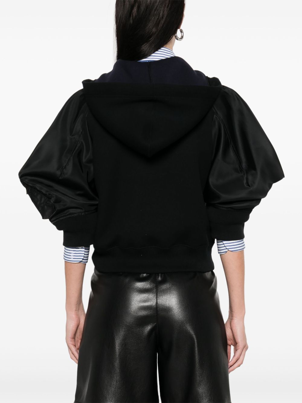 Cotton and nylon zipped hoodie