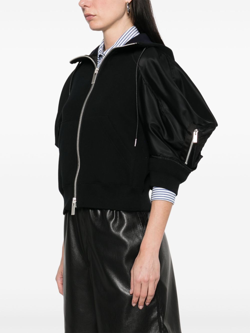 Cotton and nylon zipped hoodie