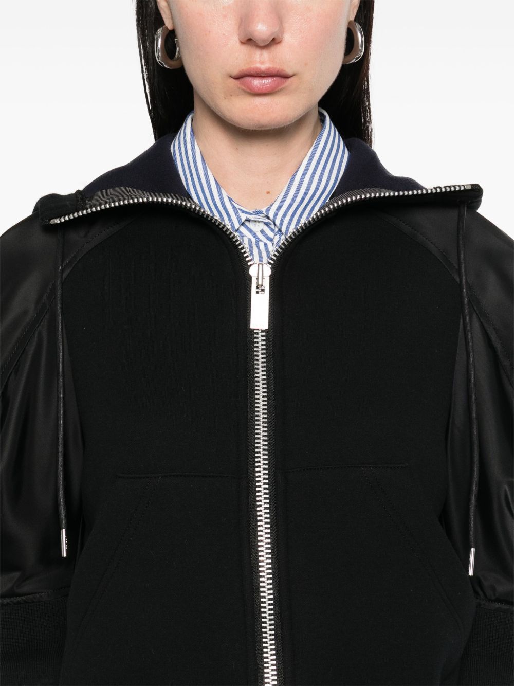 Cotton and nylon zipped hoodie
