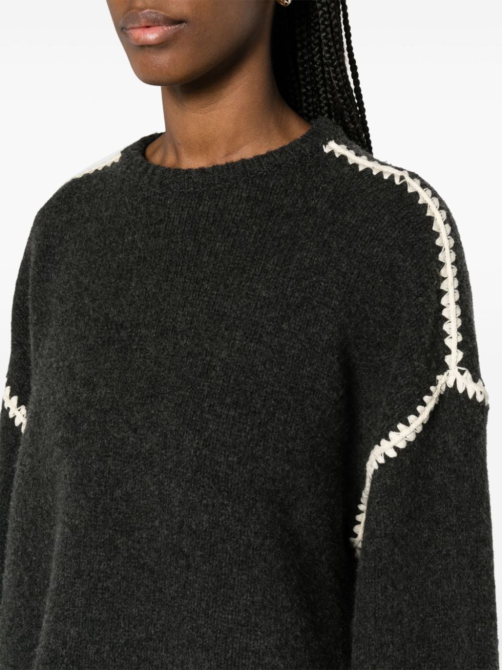 Embroidered wool jumper