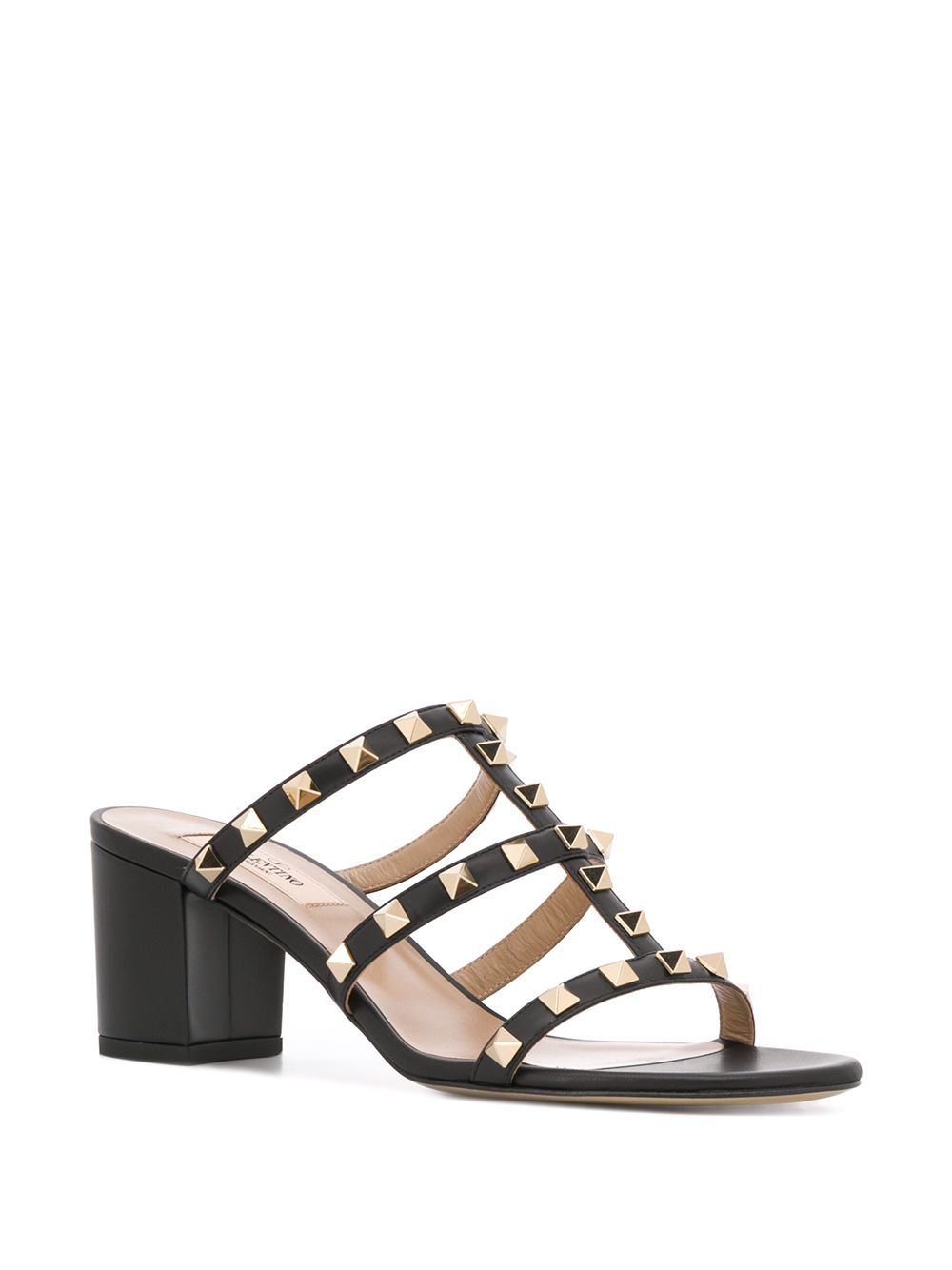 Rockstud leather mules