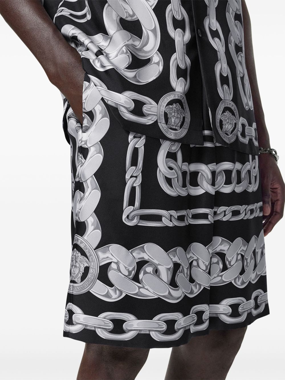 Medusa chain silk shorts