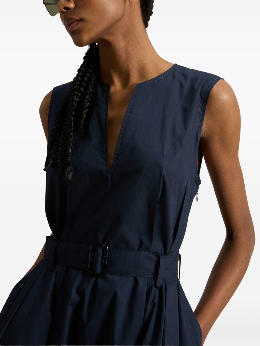 Cotton long belted dress