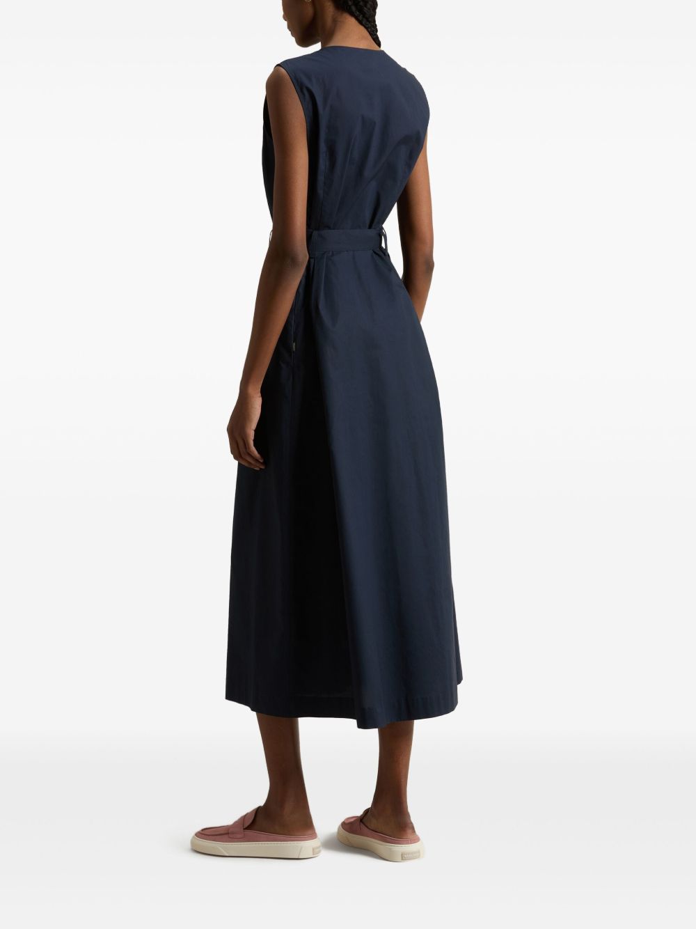 Cotton long belted dress