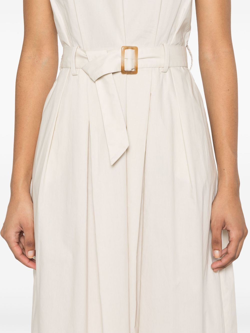 Cotton long belted dress