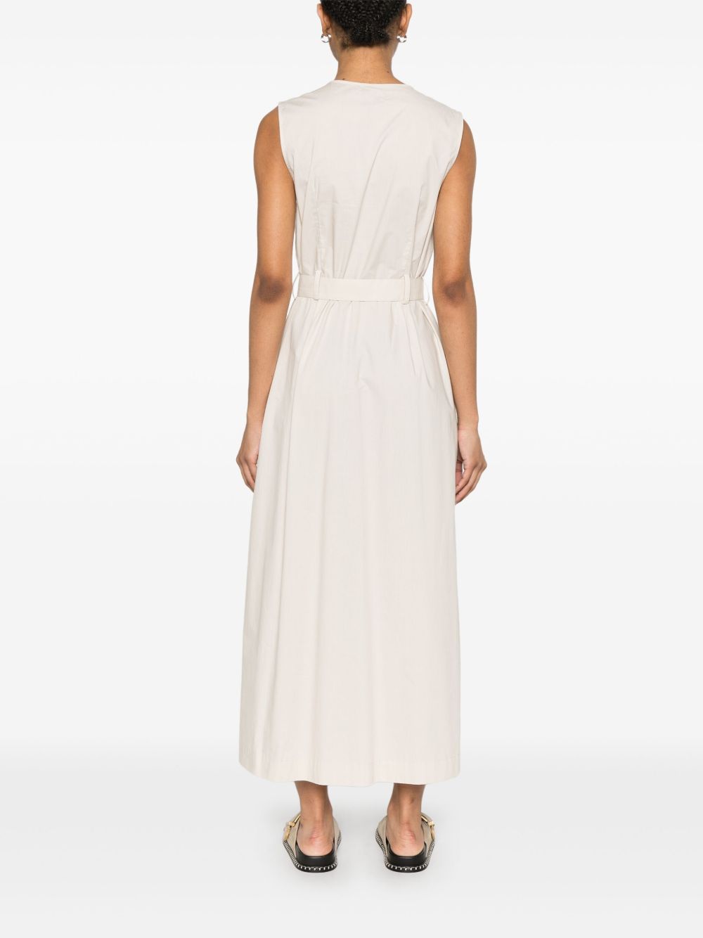 Cotton long belted dress