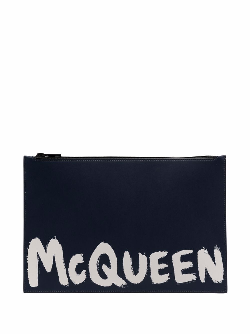 Logo graffiti leather pouch