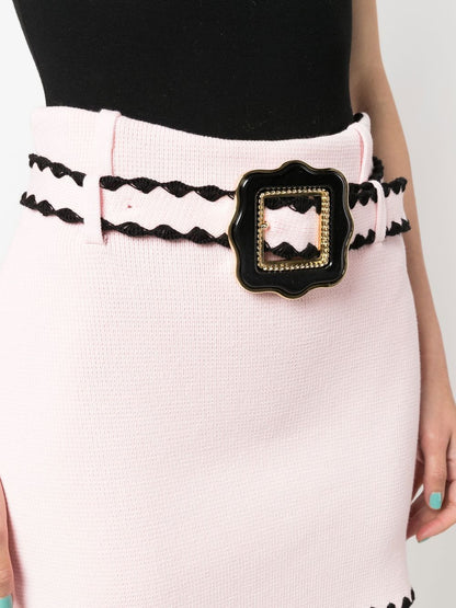 Cotton belted mini skirt