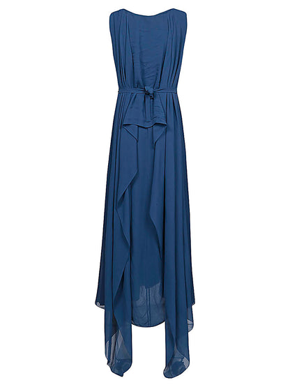 V-neck long silk dress