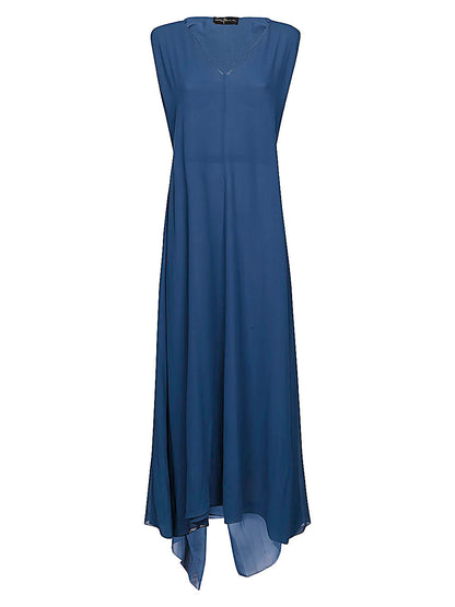 V-neck long silk dress