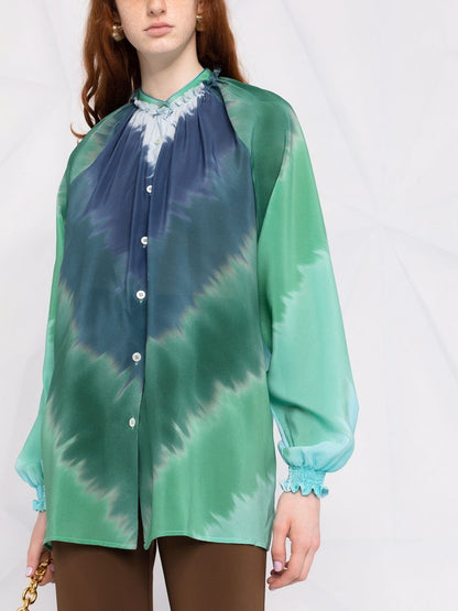 Silk tie-dye print shirt