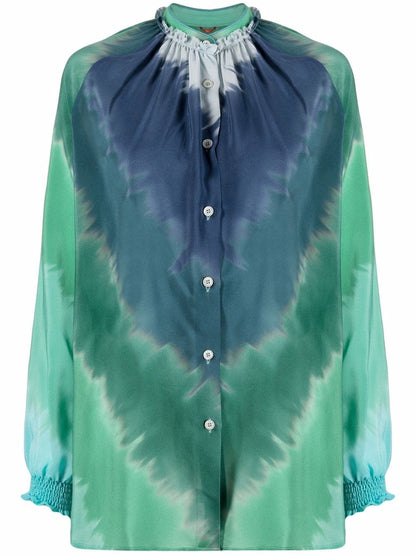 Silk tie-dye print shirt